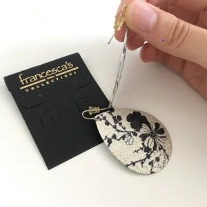 Francesca's Silver Black Flower Teardrop Earrings￥￥